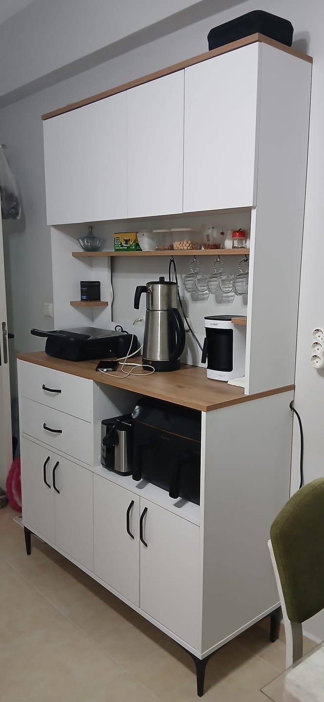 Customer photo review of Rani JE208 Çok Amaçlı Dolap 8 Kapaklı 2 Çekmeceli Kiler Mutfak Dolabı  Beyaz - Sepet Ceviz