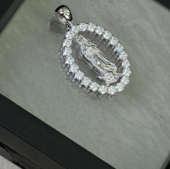 Customer photo review of VVS Moissanite Virgin Mary Pendant 925 Silver