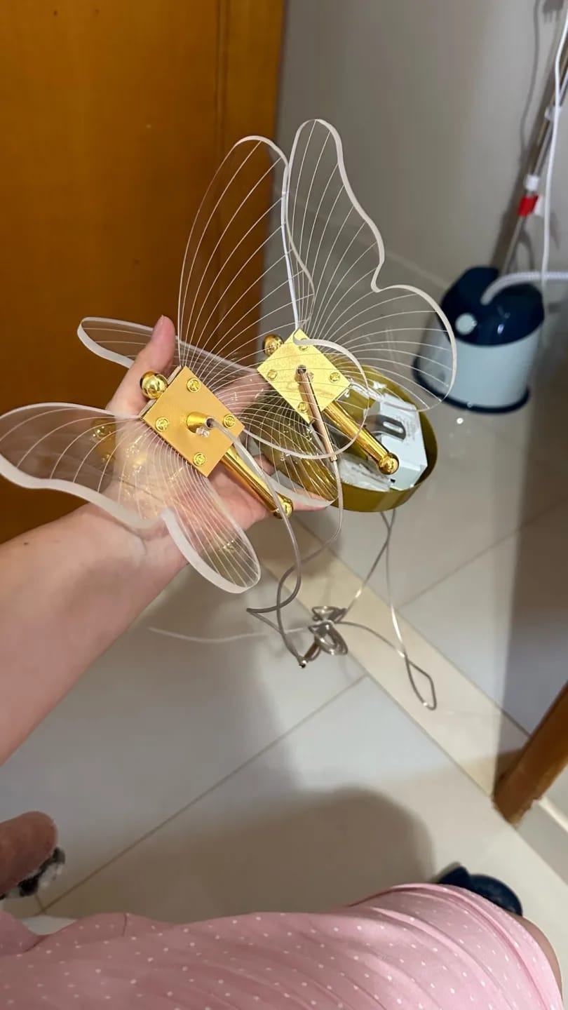 Customer photo review of Gold Pendant Light for Living Room, Butterfly Accents, 2 Heads