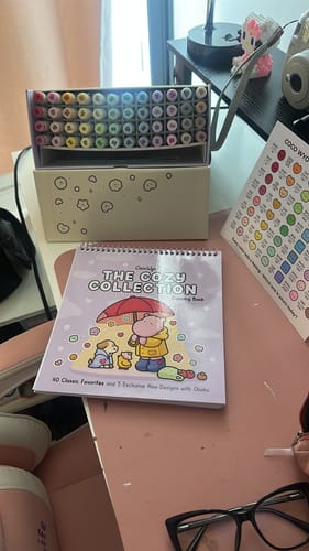 Customer photo review of Ohuhu x Coco Wyo Cozy Mood Coloring Kit, Honolulu B 48 Colors Alcohol Markers with Brush & Fine Dual Tips, Coloring Book with Mood Tracker Pages