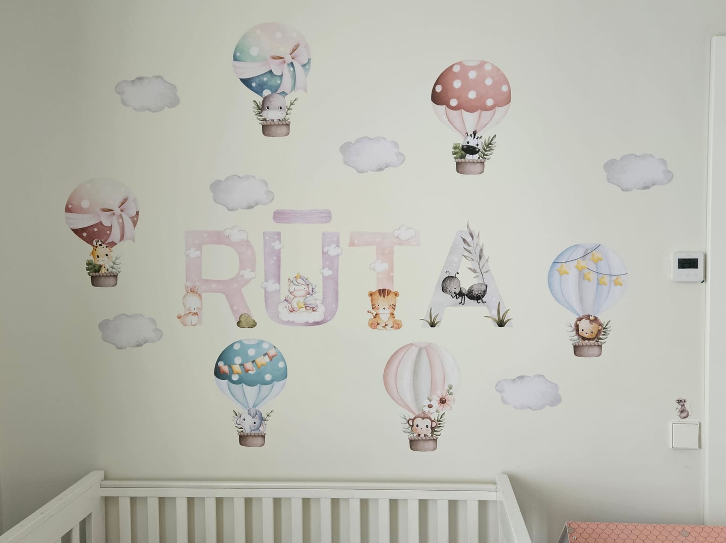 Customer photo review of Colorful Hot Air Balloons with Animals Wall Decals