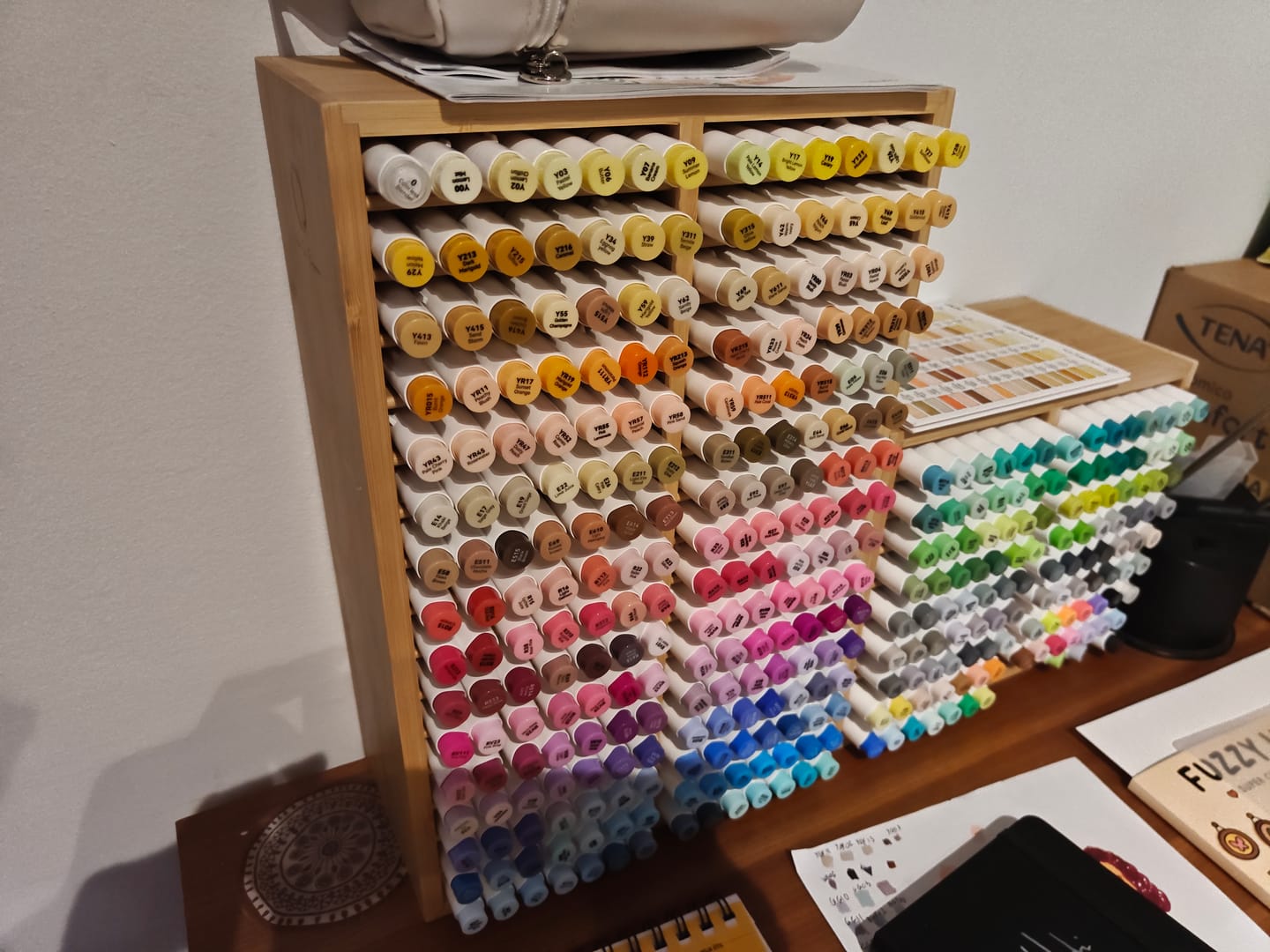 Customer photo review of Ohuhu Bamboo Marker Organizer