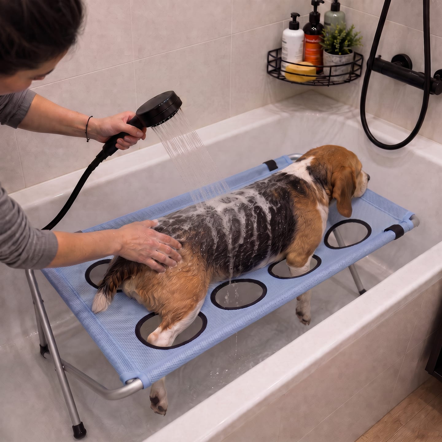 Customer photo review of Hamaca de baño para mascota