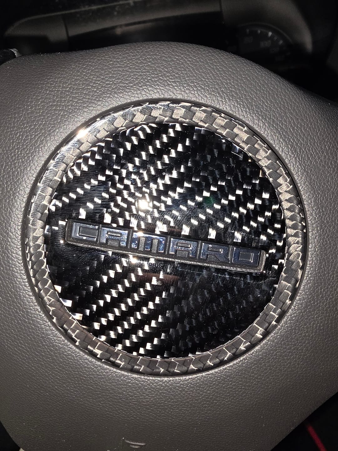 Customer photo review of 2016-2024 Camaro Steering Wheel and Airbag Chrome Delete Covers