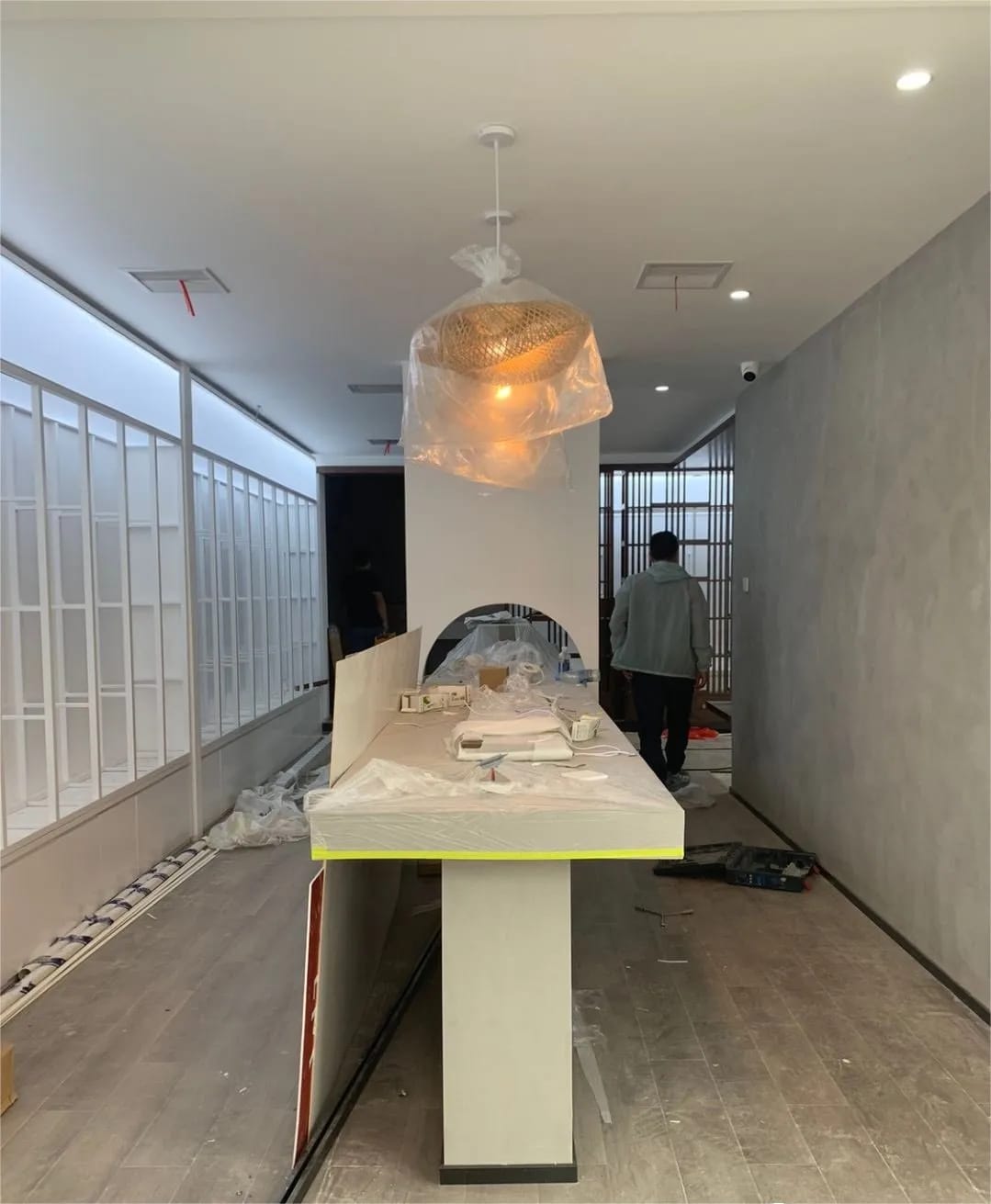 Customer photo review of Wood Pendant Light for Living Room, Braided Design, 60 cm