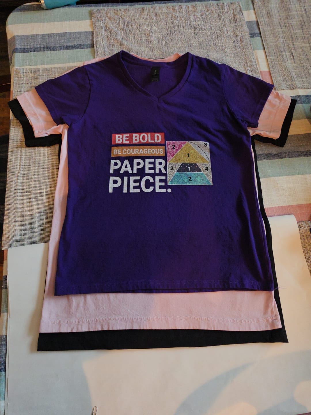 Customer photo review of Courage to Paper Piece Lady V-neck