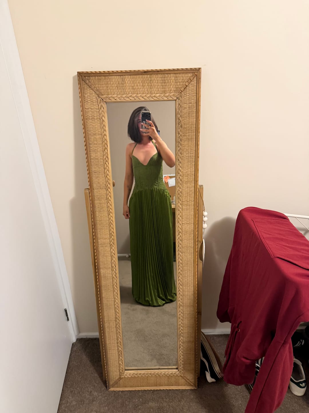 Customer photo review of Vivian Pleated Corset Maxi Dress