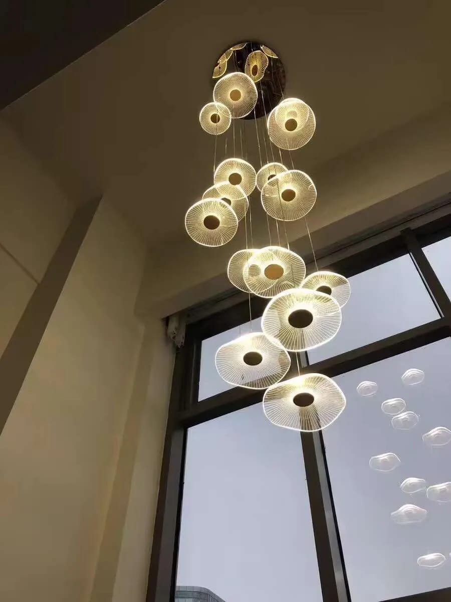 Customer photo review of Gold Chandelier for Kitchen Island, Lotus Acrylic Shades, 120-400 cm