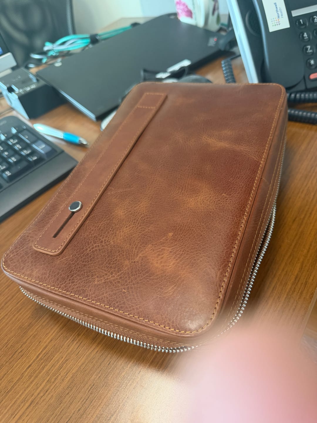 Customer photo review of Leather Travel Cable Organizer