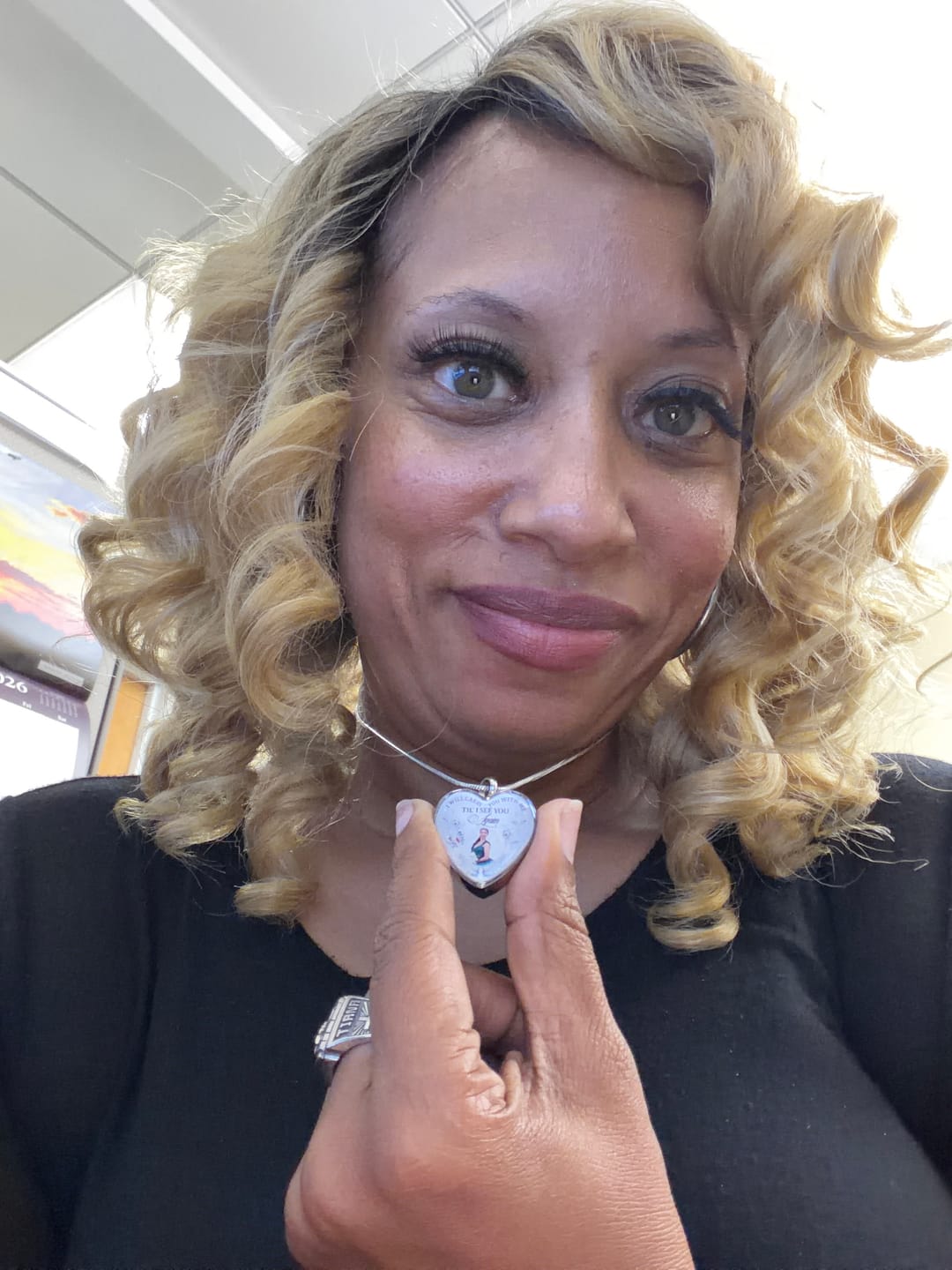 Customer photo review of Custom Photo Cremation Urn Necklace Memorial Jewelry for Ashes "I Will Carry You With Me” -N001-URN