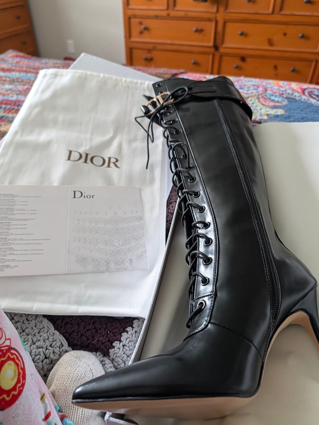 Customer photo review of Dior 2026 Knee-High Boots 80mm Black Cowhide 956005