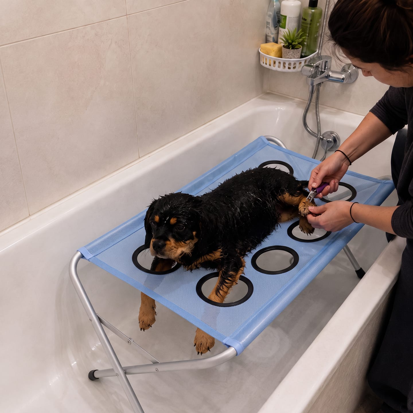 Customer photo review of Hamaca de baño para mascota
