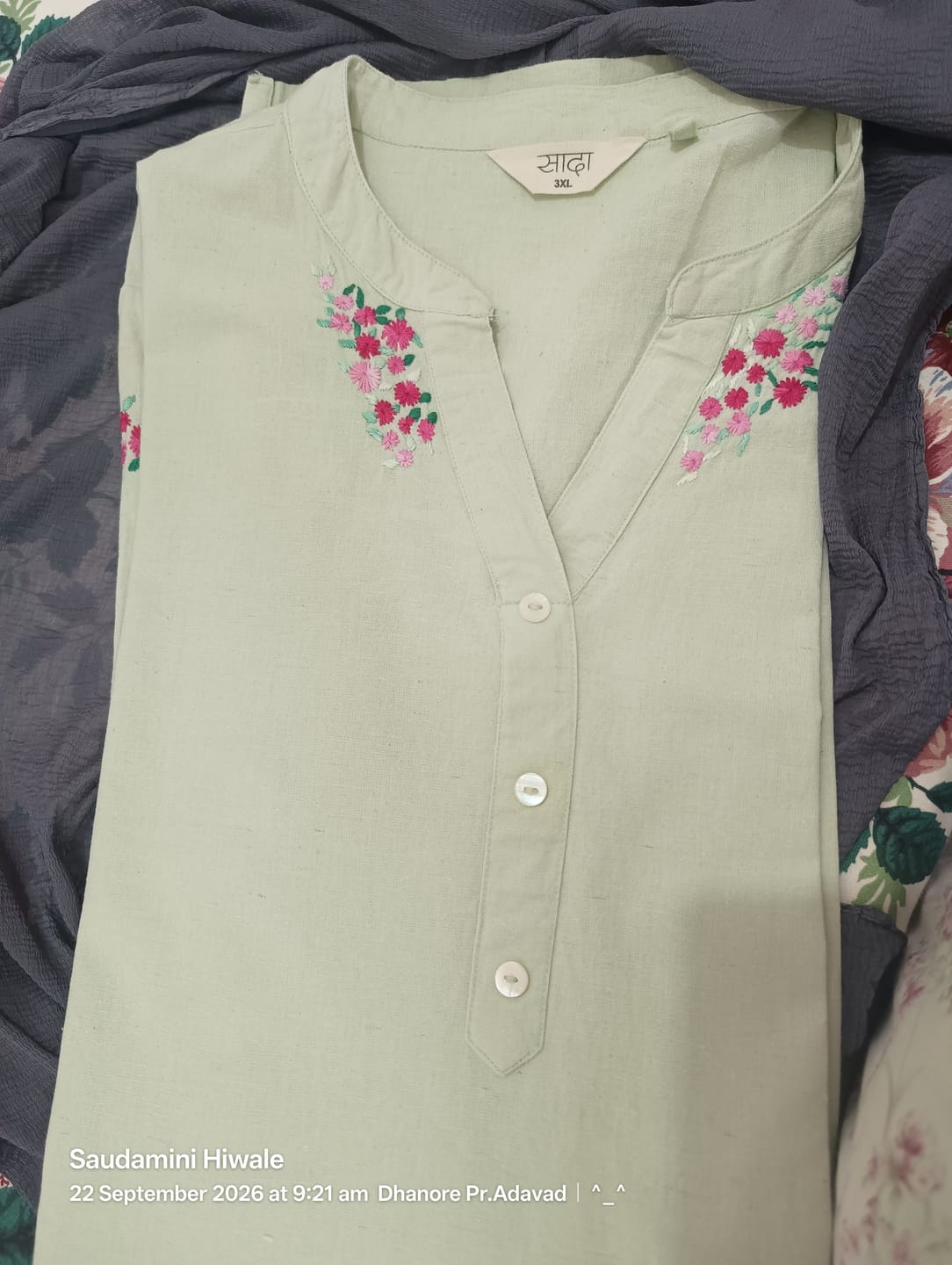 Customer photo review of Women Mint Green Airy Linen Long Kurta