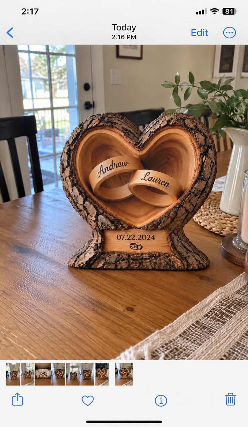 Customer photo review of Love Rings In Heart Tree - Personalized Customized 3-layered Wooden Plaque - Romantic Gift For Couple, Husband Wife