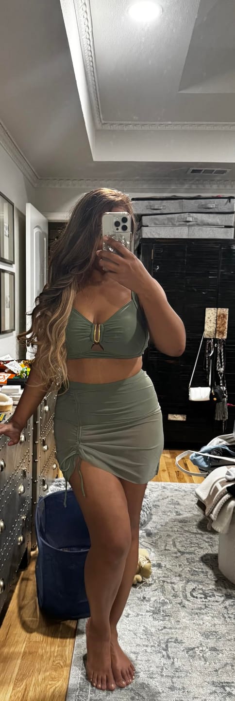 Customer photo review of Women High Waisted Push Up Bikini Sets Mesh Tummy Control Swim Skirt