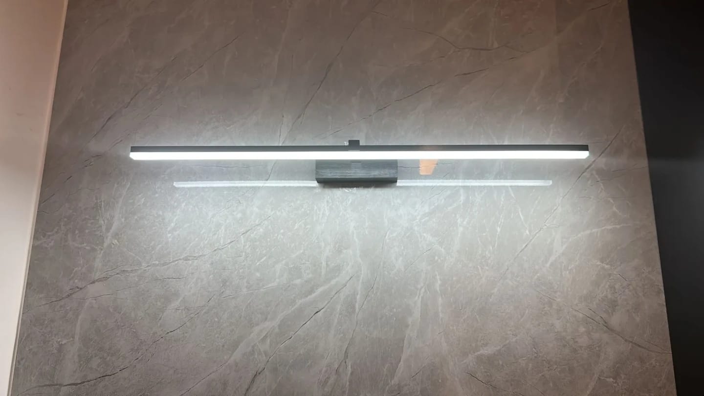 Customer photo review of Gold Wall Light for Bedside, Frosted Acrylic, 100 cm
