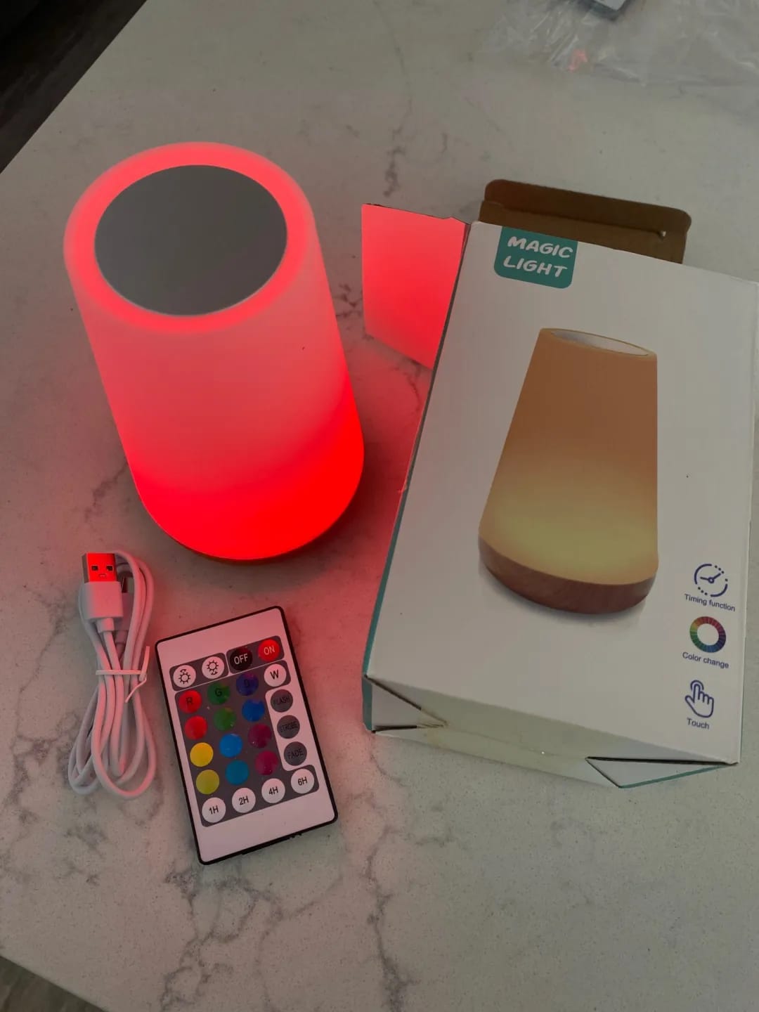 Customer photo review of Colour-Changing Table Lamp for Bedside, Remote Control, 12 cm