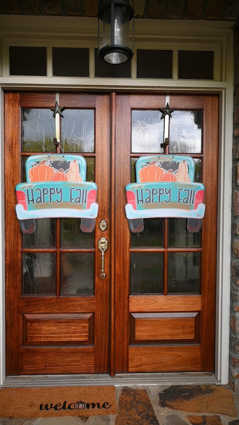 Customer photo review of Happy Fall Truck Door Hanger