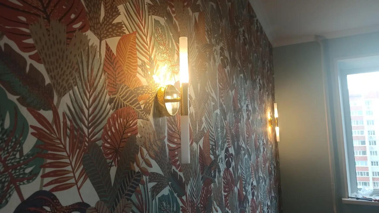 Customer photo review of Gold Wall Light for Living Room, Frosted Acrylic Shade, 40 cm