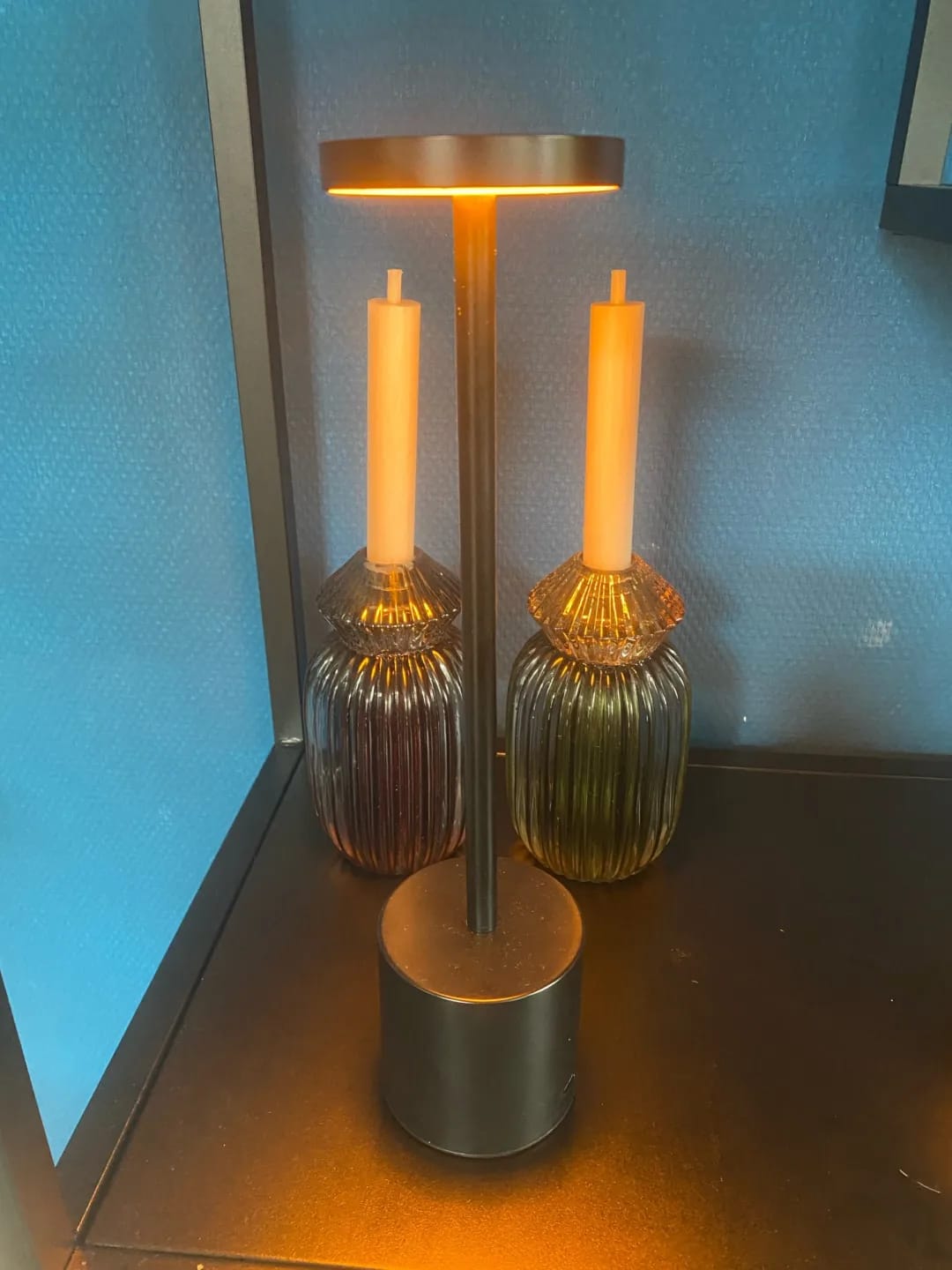 Customer photo review of Gold Table Lamp for Bedside, Cordless Rechargeable, 34 cm