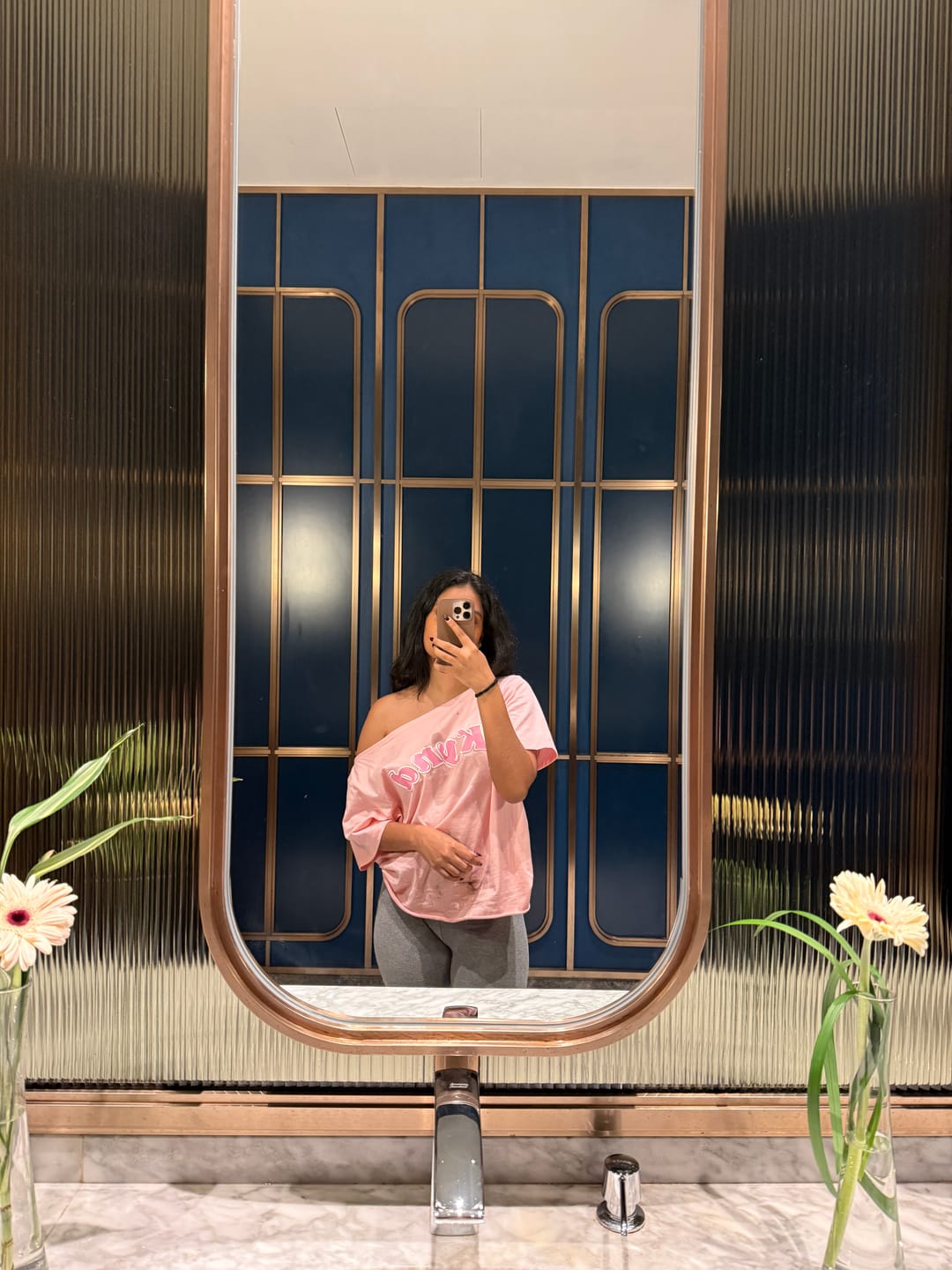 Customer photo review of Wishing For It Off Shoulder Oversized Tee Pink