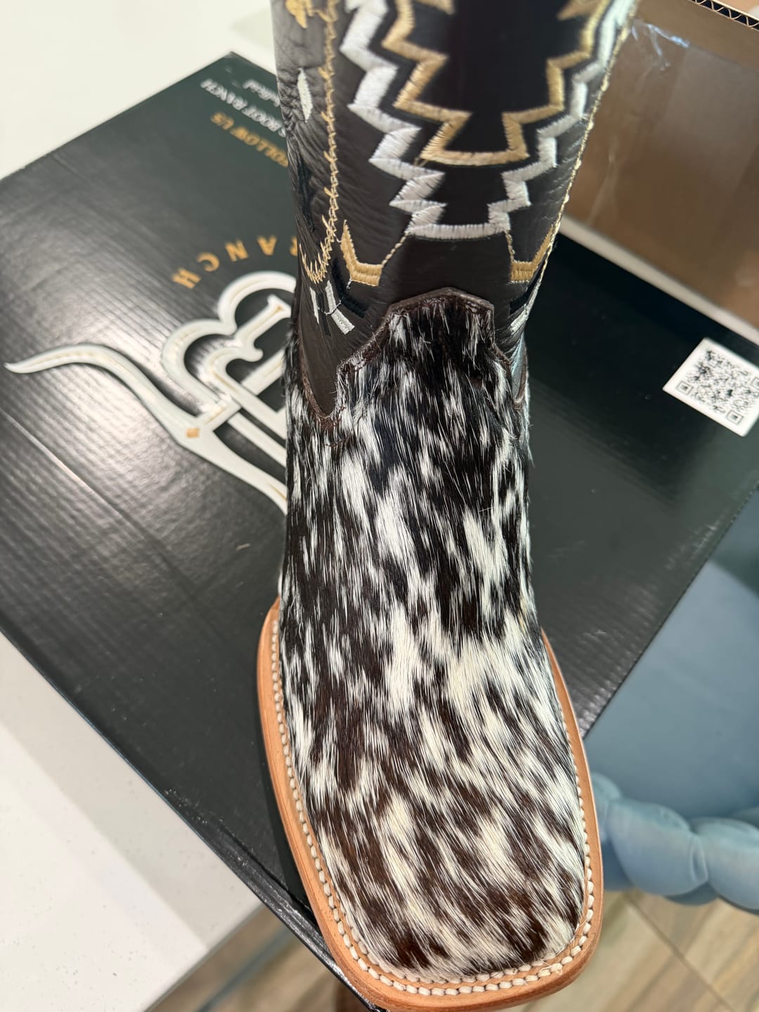 Customer photo review of Brown Genuine Cowhide Boots - Square Toe