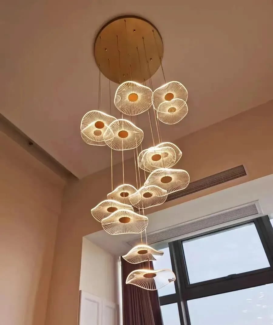 Customer photo review of Gold Chandelier for Kitchen Island, Lotus Acrylic Shades, 120-400 cm