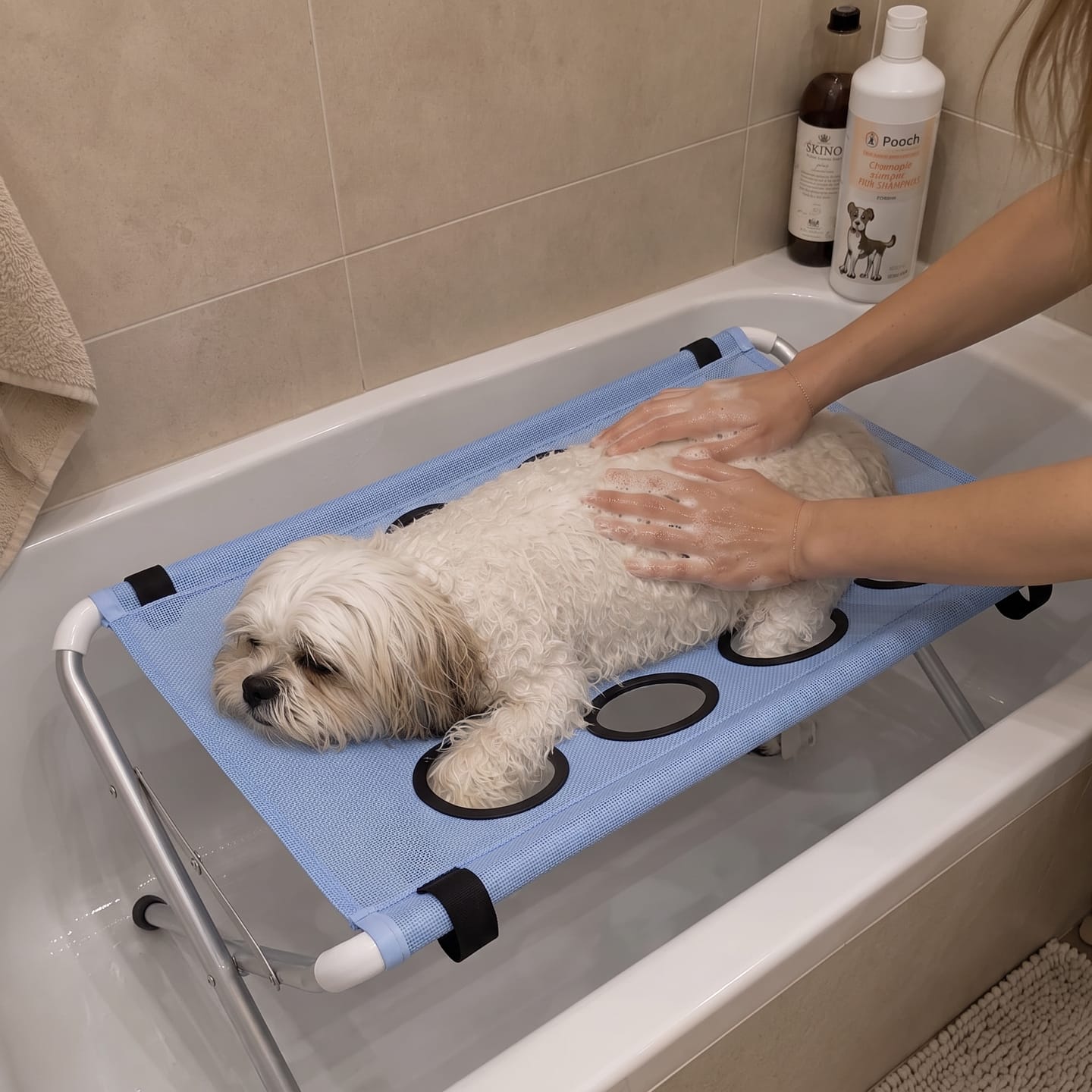 Customer photo review of Hamaca de baño para mascota