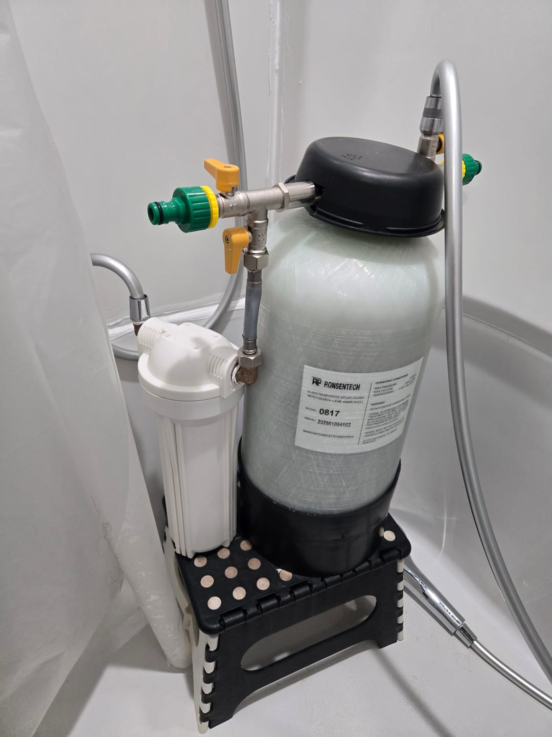 Customer photo review of Shower Water Softener Upgrade Kit