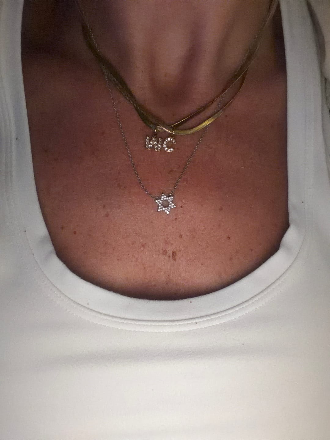 Customer photo review of Melly® Diamond Initial Herringbone Necklace