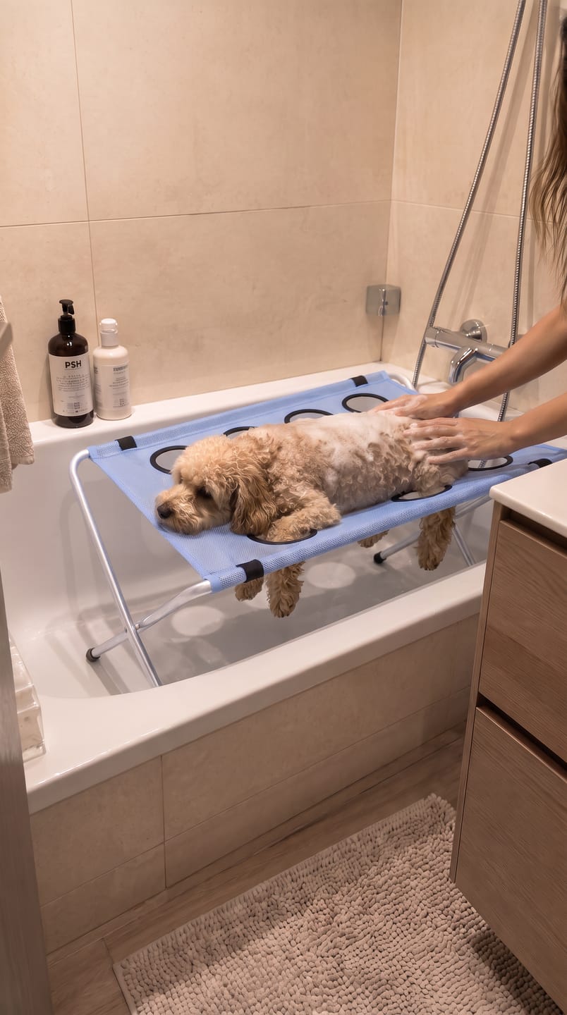 Customer photo review of Hamaca de baño para mascota