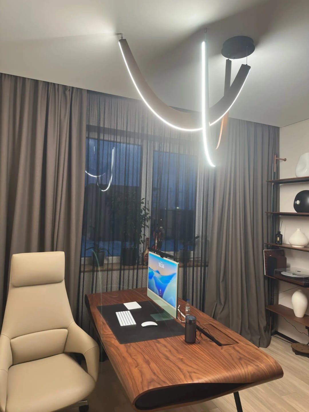Customer photo review of Orvenza Curved Wood LED Chandelier