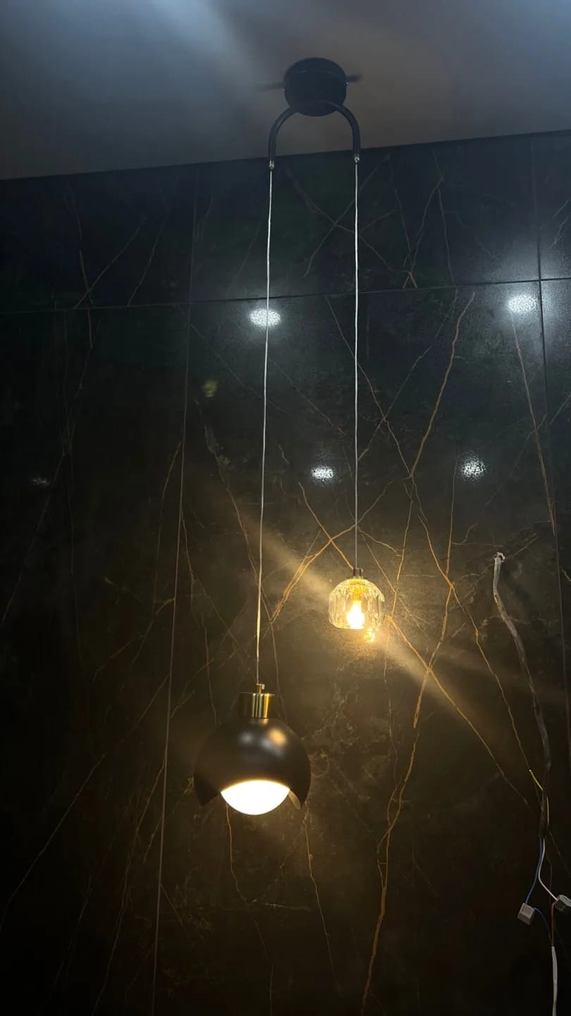 Customer photo review of Gold Pendant Light for Hallway, Adjustable Pulley, 30 cm