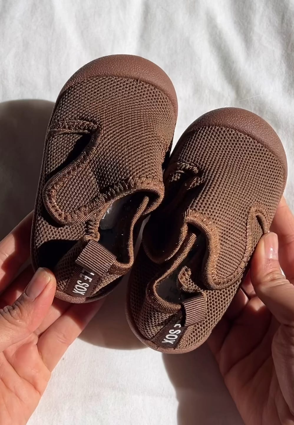 Customer photo review of Chocolate Velcro Sole Sox