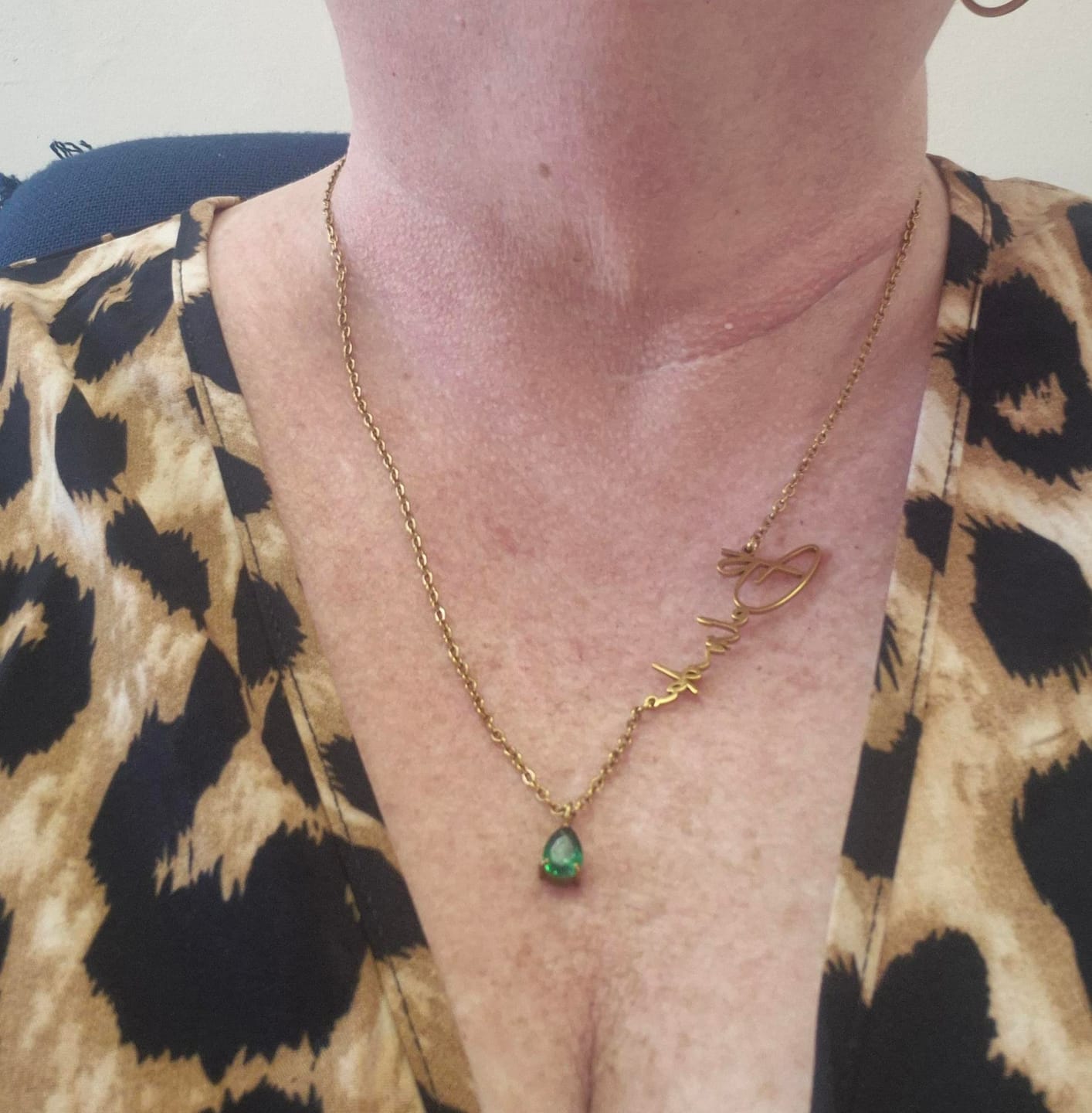 Customer photo review of Signature Name and Birthstone Necklace