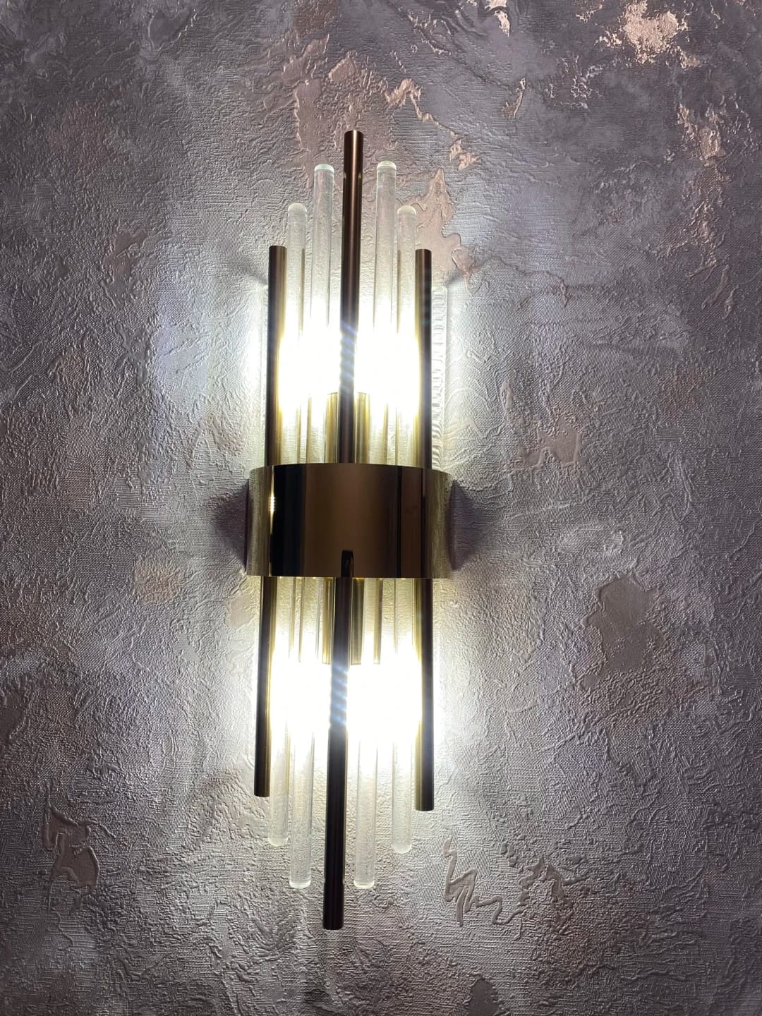 Customer photo review of Black Wall Light for Hallway, Slim Crystal Rods, 56 cm
