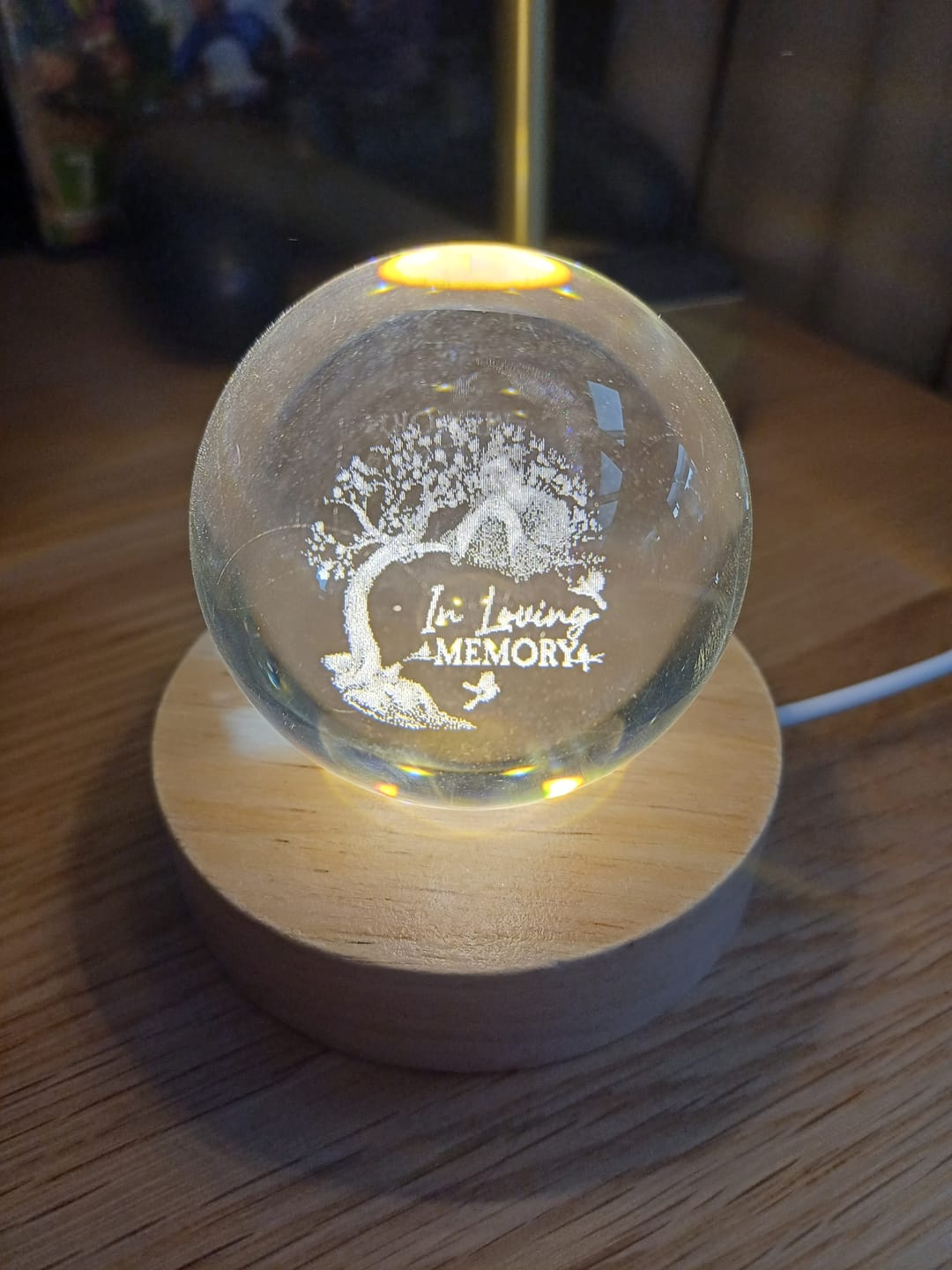 Customer photo review of Custom Photo When You Miss Me - Personalized Crystal Ball LED Night Light - Sympathy Gift For Family Members
