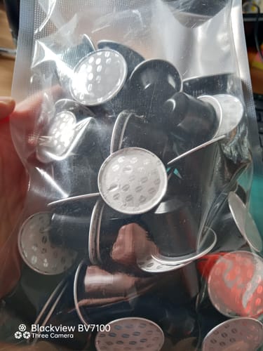 Customer photo review of Box 100 cápsulas Aluminio Nespresso Compatible - Espresso Blend