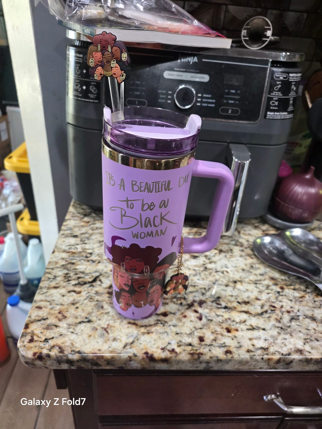 Customer photo review of Limited Edition "Crème Brûlée" Purple FlowSip™ Insulated Tumbler – Pinklomein x Cecilia's House