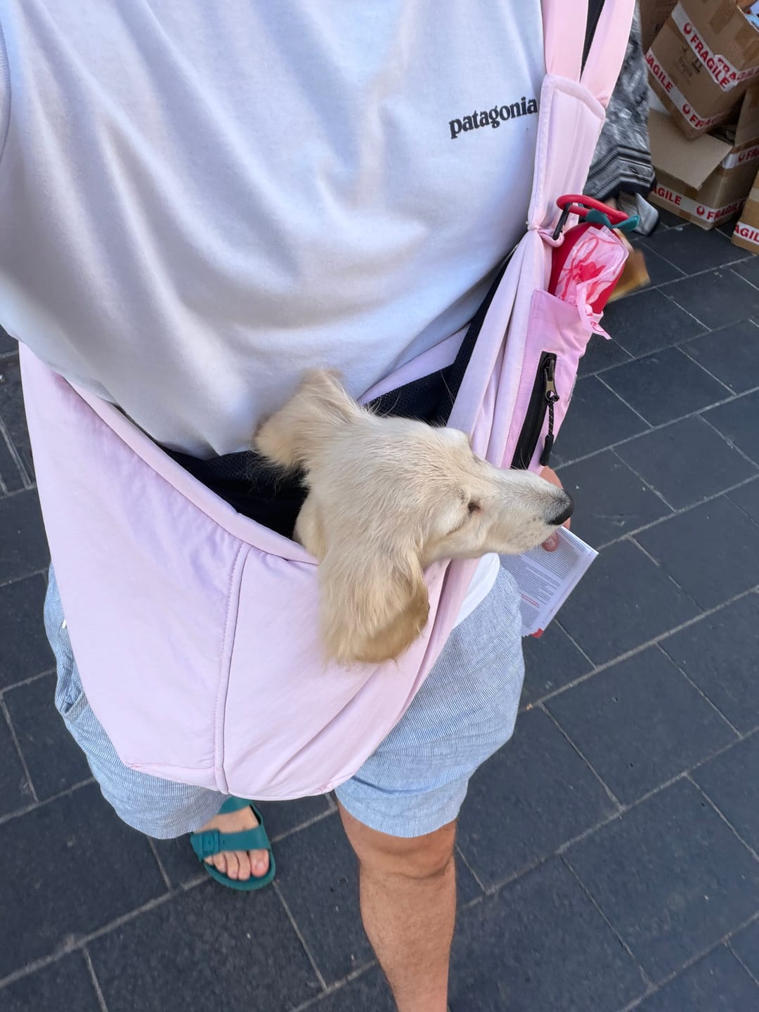 Customer photo review of Sac de transport en bandoulière rose