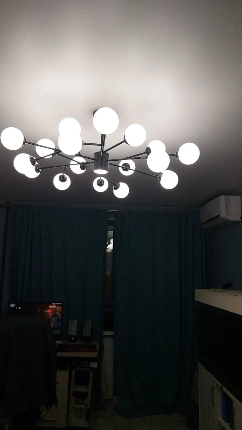 Customer photo review of Glass Chandelier for Bedroom, Branching Arms, 110 cm