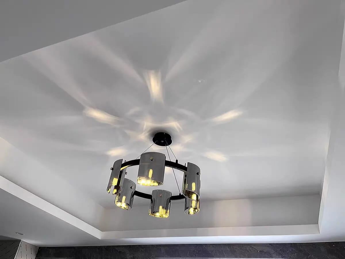 Customer photo review of Copper Chandelier for Dining Table, Amber Glass Ring, 5-15 Lights