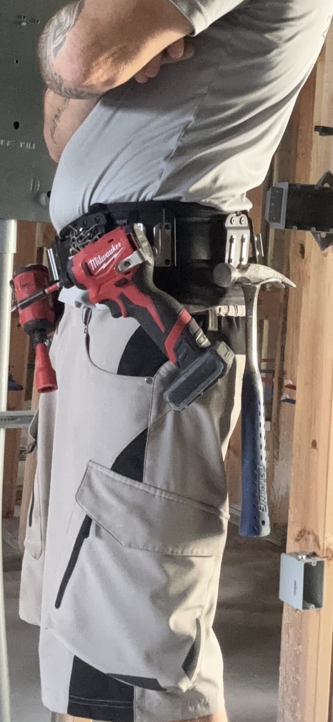 Customer photo review of Jolly Roger | Clip-On Hammer & Tool Holster