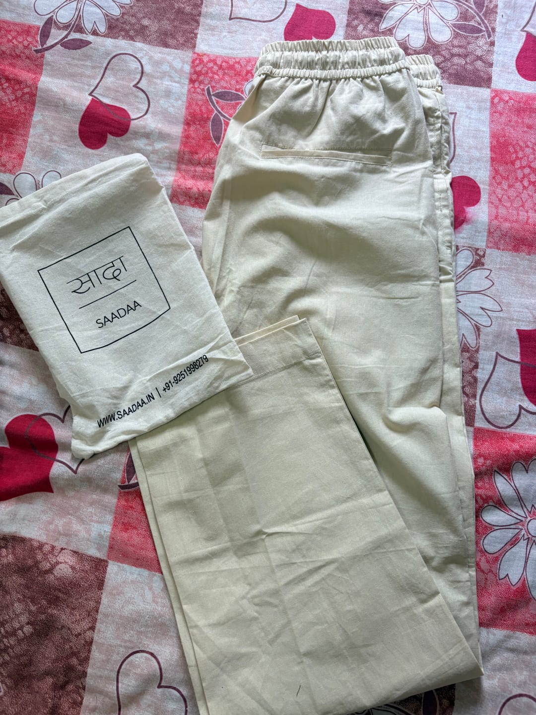 Customer photo review of Men Beige Cotton Pant