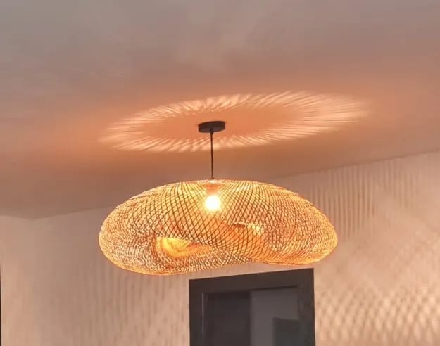 Customer photo review of Wood Pendant Light for Living Room, Braided Design, 60 cm