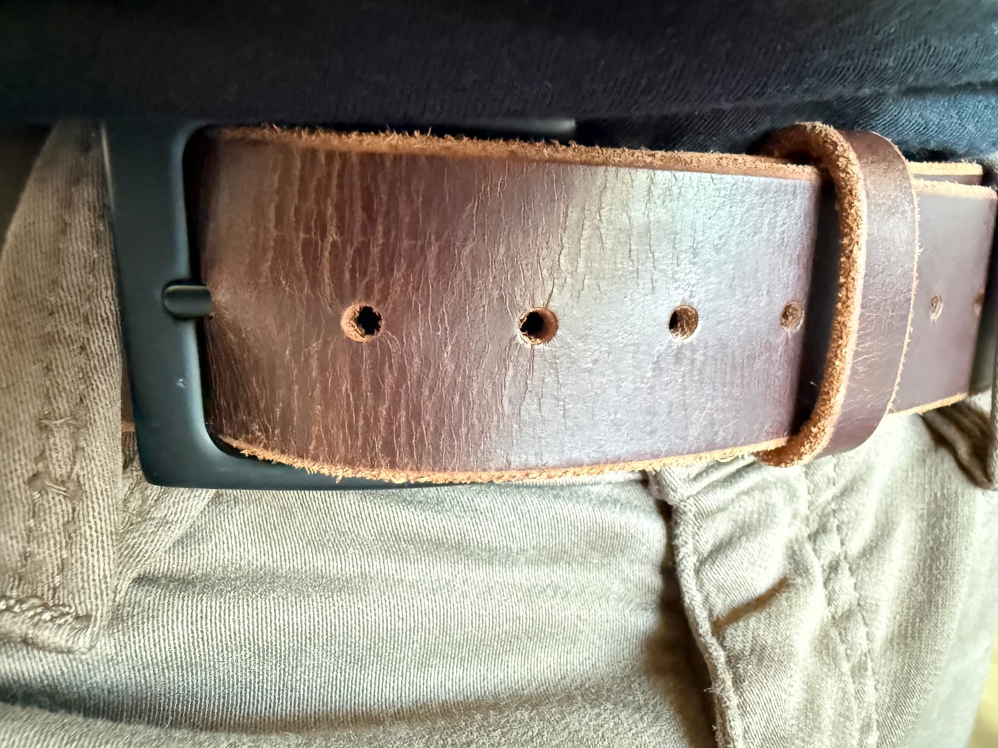 Customer photo review of His Belt - Espresso Water Buffalo