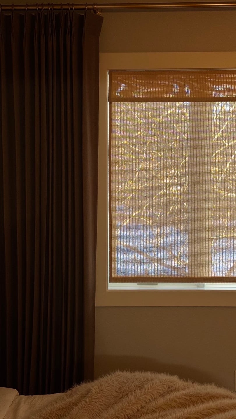 Customer photo review of Rattan Natural Bamboo Woven Wood Shades