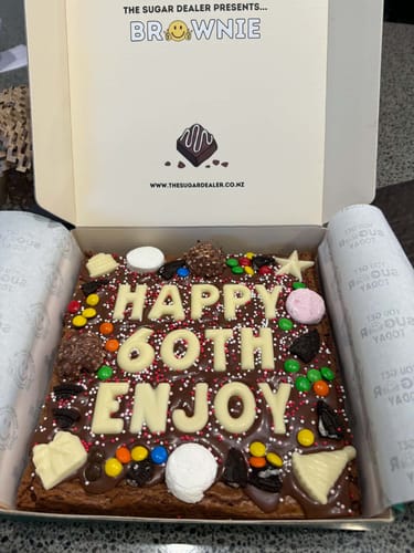 Customer photo review of Custom message birthday brownie