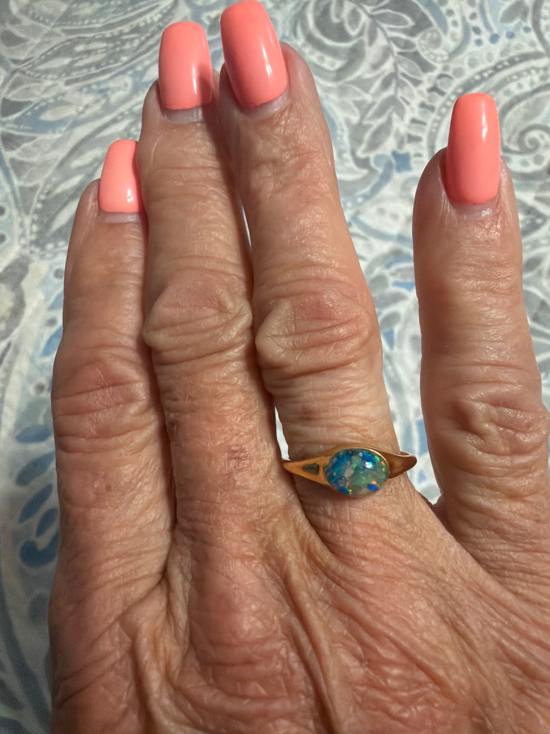 Customer photo review of Golden Oval Ring with Cremation Ashes