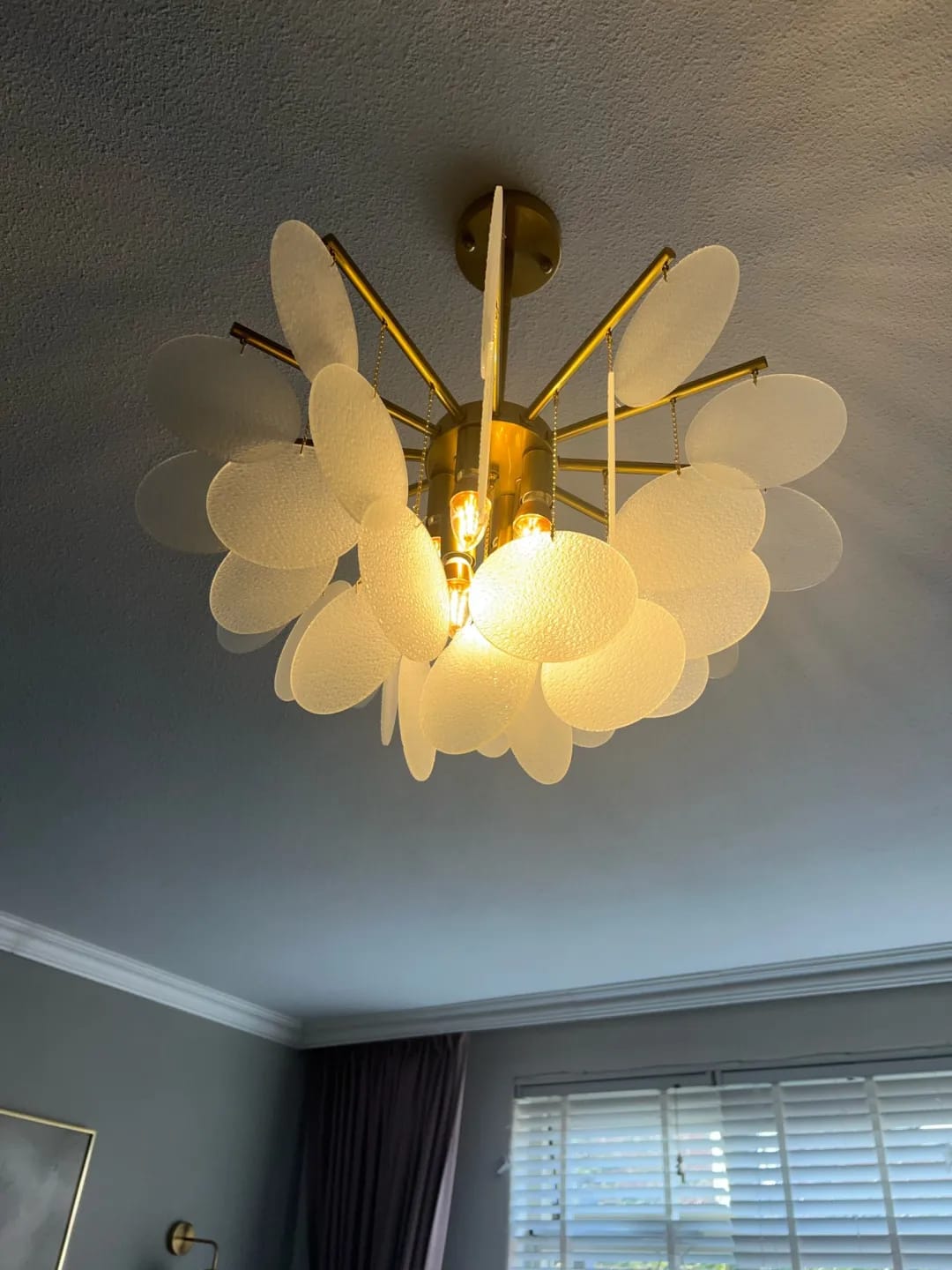 Customer photo review of Gold Chandelier for Entryway, Light-Refracting Discs, 50-80 cm
